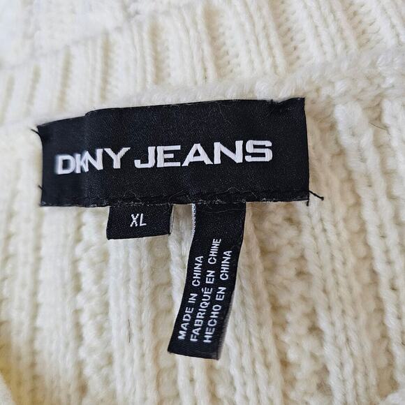 DKNY Jeans Crew Neck Knit Sweater Ivory Size XL - Picture 3 of 6